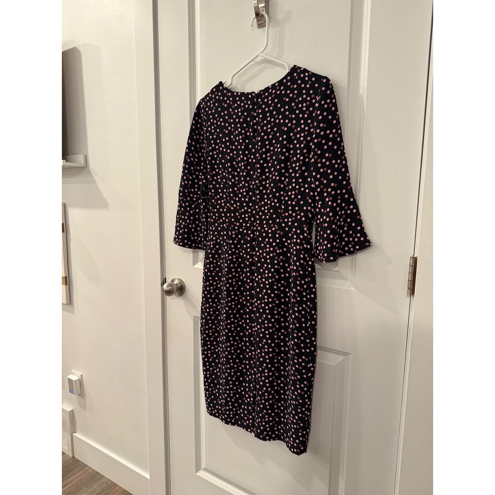 Boden Black Pink Polka Dot Bell Sleeve Sheath Dress US 6R UK 10R - Picture 5 of 5